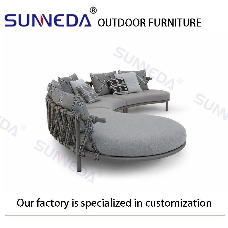 Crescent Comfortable Hotel Patio Outdoor Sofa with Acrylic Cushion