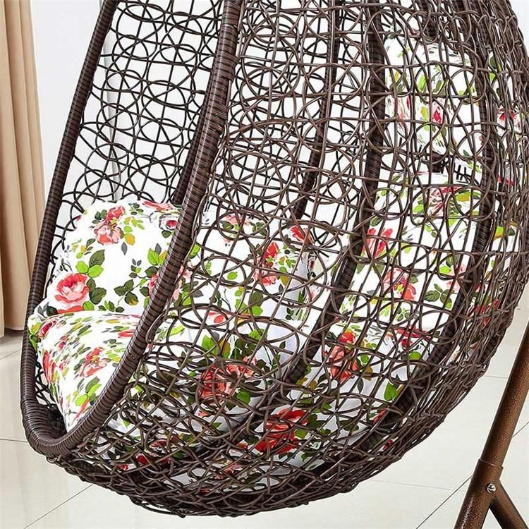 Popular Leisure Patio Garden Round Rattan Metal Swing Chair
