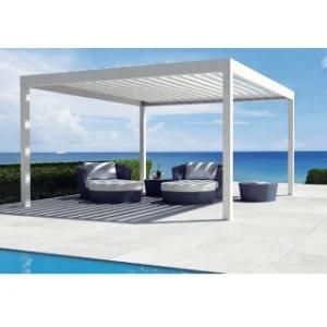 Custom Motorized Gazebo Waterproof Aluminum Adjustable Louvered Roof Pergola