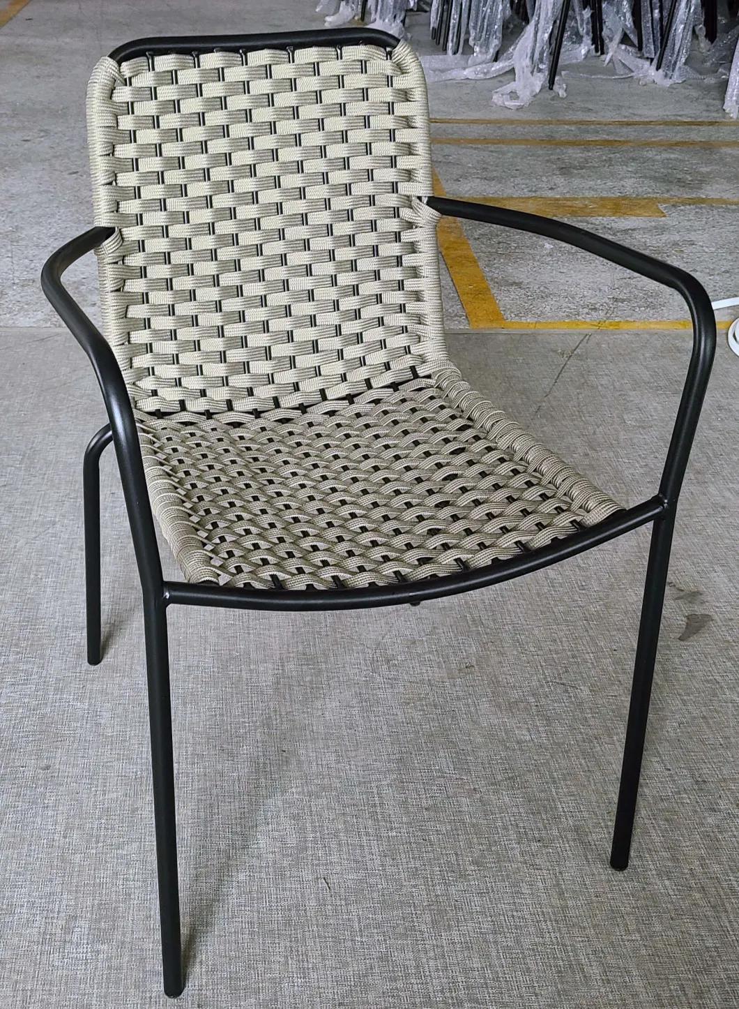 Waterproof Drak Brown Rope Dining Chair for Restaurnt Outdoor Use