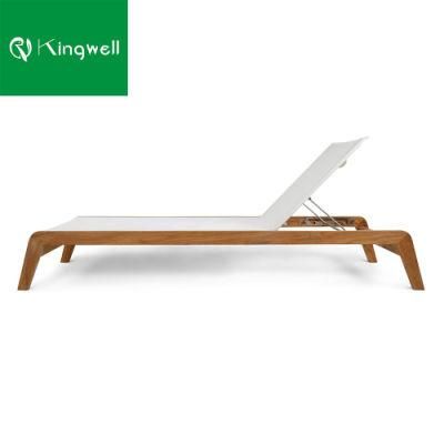 High Quality Beach Chaise Outdoor Furniture Garden Teak Wood Leisure Chair Patio Sun Lounger Used on Poolside