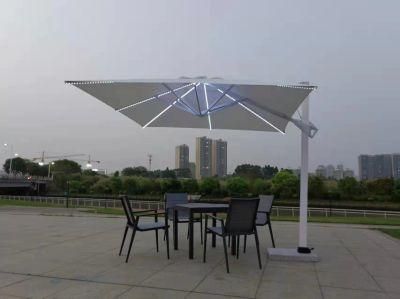 Wholesale Luxury Outdoor Marble Base Waterproof Cafe Sun Umbrellas Pergola Gazebo Cover Parasols Square Patio Umbrella with LED Light