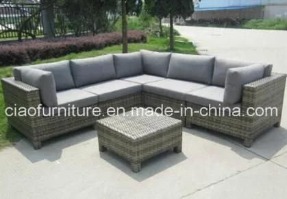 Modern Outdoor Furniture Poly Wicker Patio Garden Rattan Sofa (6034)