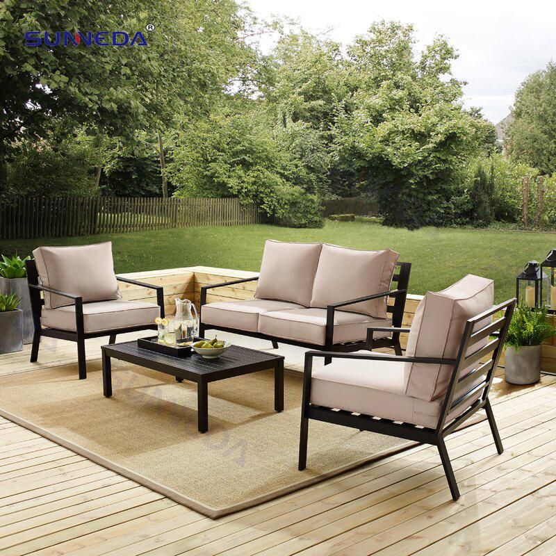 Simple Style Leisure Sofa Set Aluminum Frame Outdoor Garden Chair