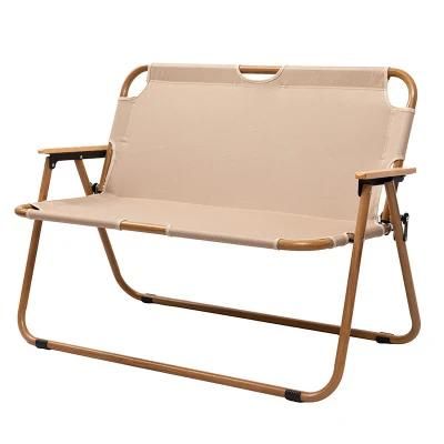 Aluminum Alloy Wood Grain Outdoor Portable Double Folding Chair Folding