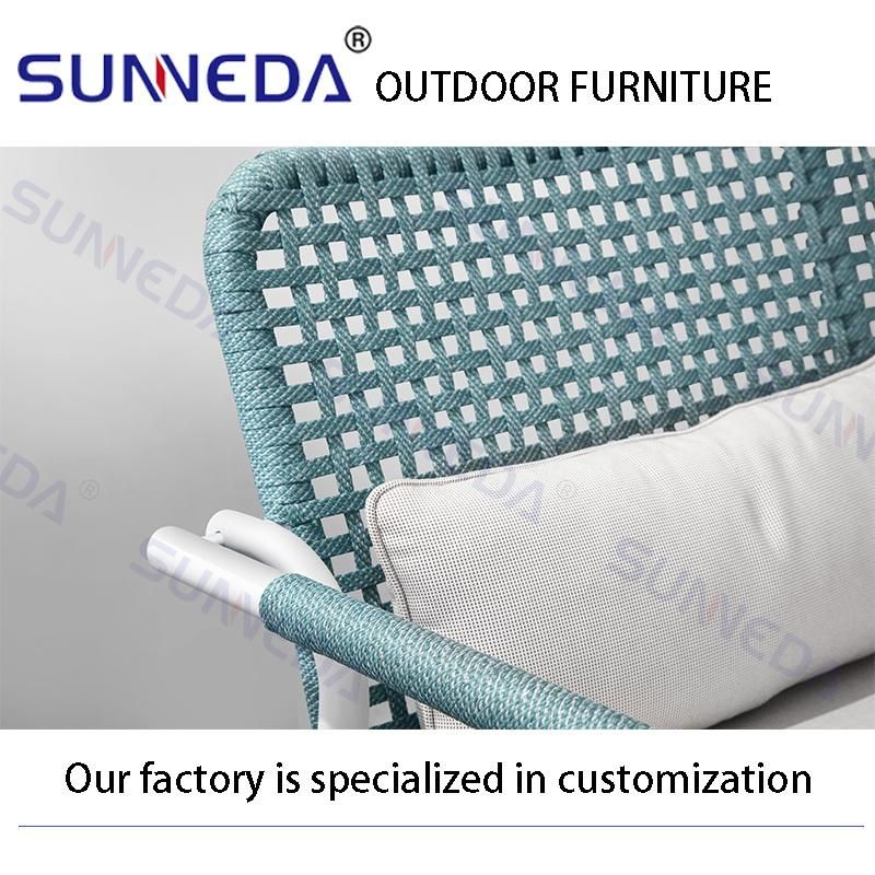 Beach Outdoor Woven Rattan Furniture Aluminum Leisure Outdoor Chair with Table Set