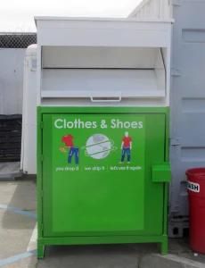 High Quality Clothes Donation Box, Shoes Collection Bin Textile Recycling