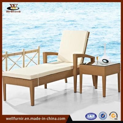 Well Furnir Professional Popular Aluminum Frame Rattan Chaise Lounge (WF-319)
