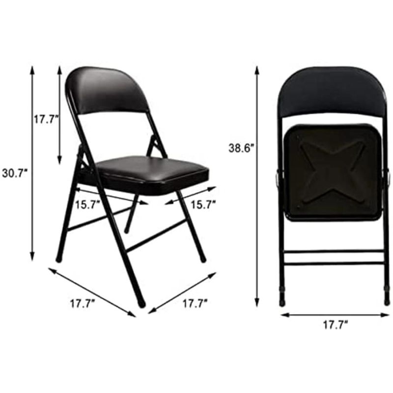 Modern Design Stackable Black Metal Banquet Folding Chairs with Cushion Seat