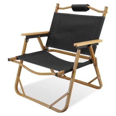 Custom Outdoor Furniture Portable Wood Grain Camping Chair Aluminum Folding Chair