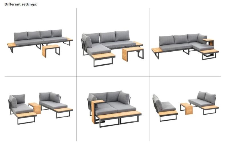 China Wholesale Modern Fashion Design Outdoor Garden Patio Furniture Aluminum Frame Sofa