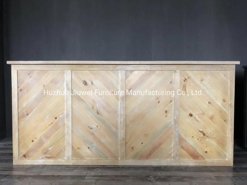 Parquet Solid Wood Outdoor Rustic Reclaimed Pine Wood Wedding Furniture Bar Table with Casters