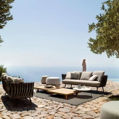 Modern Leather Outdoor Garden Rattan Wicker Sofa Set