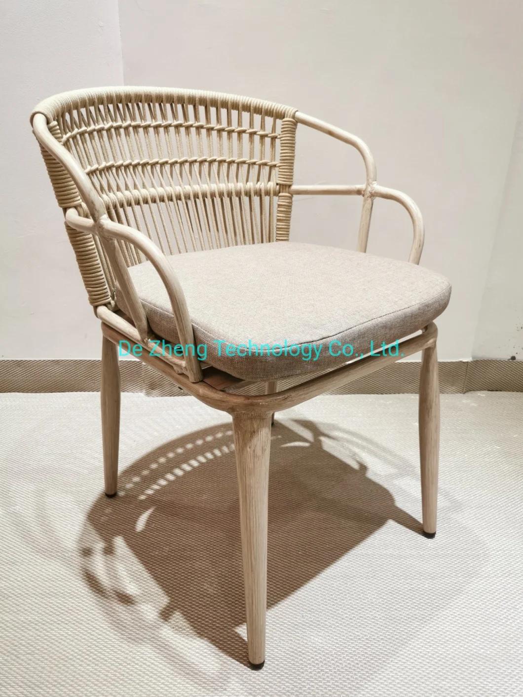 Factory Price High Quality Garden Multi Purpose Rope Arm Aluminum Frame Dining Chair Outdoor Garden