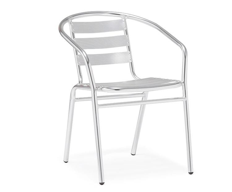 Anodized Shiny Aluminum Stack Outdoor Chair Restaurant