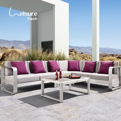 Elegant Outdoor L Shape Sectional Brushed Aluminum Garden Sofa Furniture for Home - Fairy