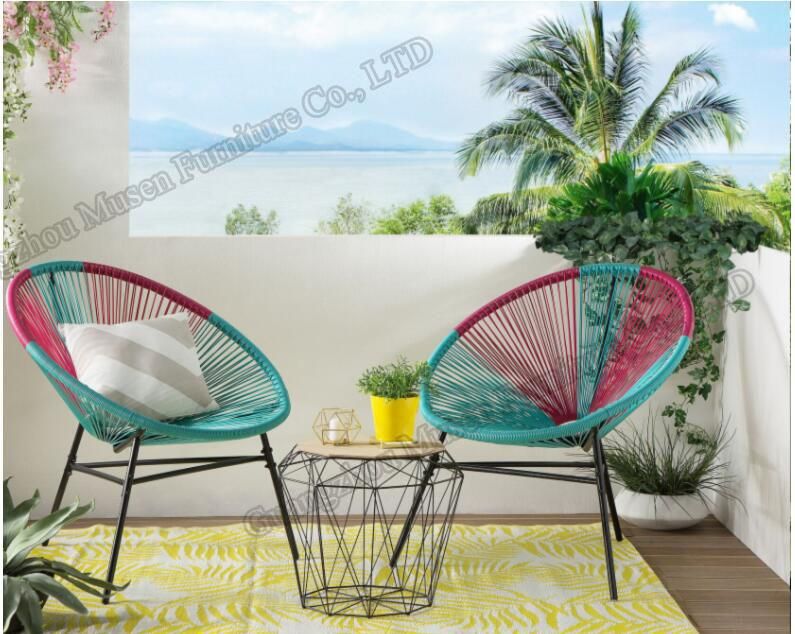 Modern PE Rattan Outdoor Bistro Sets Metal Wicker Garden Balcony Chair