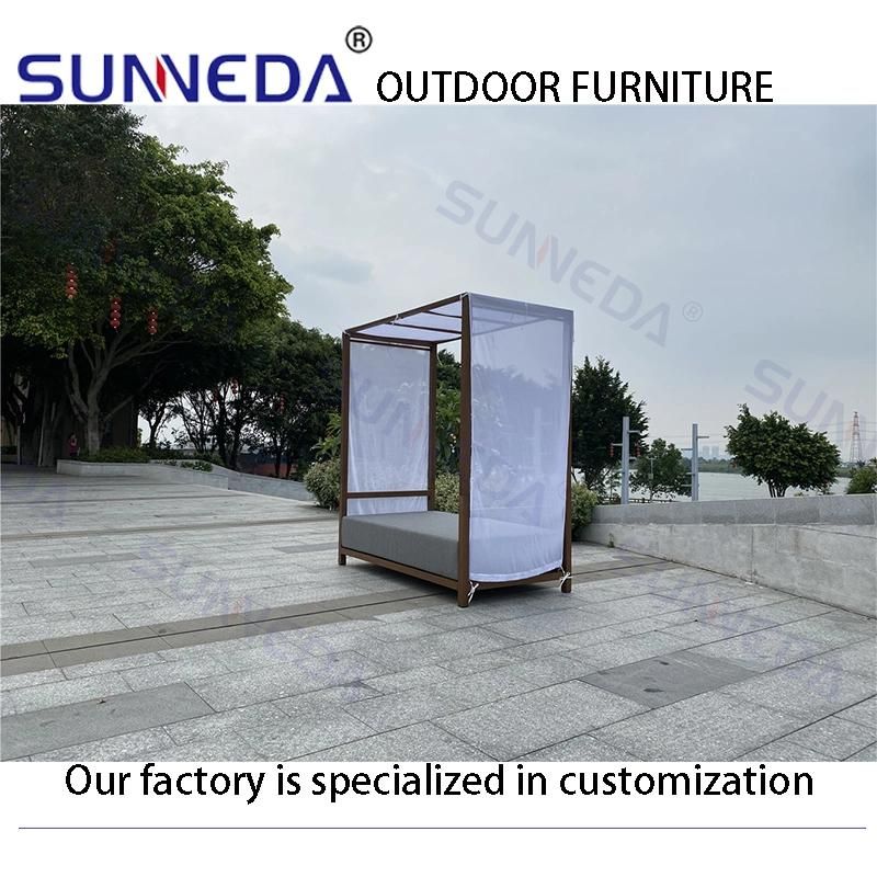 Outdoor White Sun Shade Aluminum Frame Sofa Bed Furniture