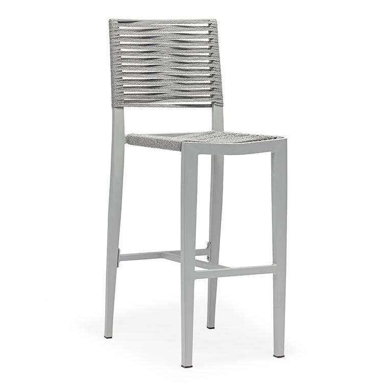 Nordic Popular Beer Garden Outdoor Hand Woven Patio Chair in Grey White Color