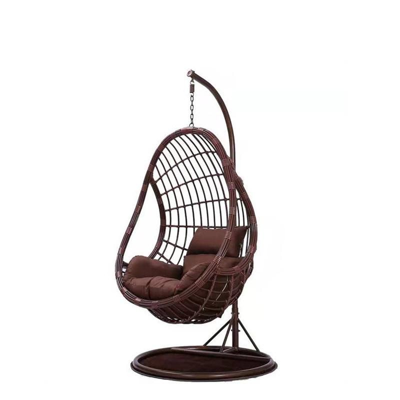 Popular Outdoor Garden Round Headrest Wicker Rattan Hanging Swing Chair