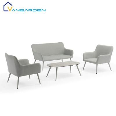 Good Loading Capacity Gray Color Outdoor Furniture Aluminum Sofa Sets with HPL Table