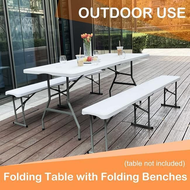 High Quality Outdoor Garden Patio Portable Plastic White Folding Bench
