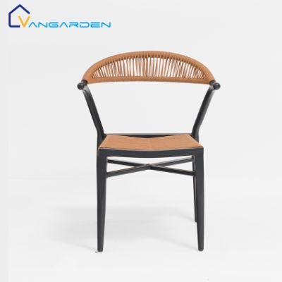 Black Cheap Aluminum Chairs with Round Cotton Rope Kids Park Bench Garden Furniture