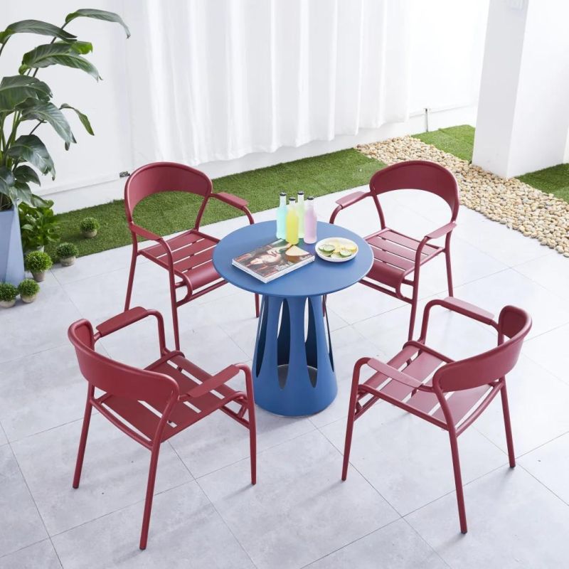 2021 New Design Aluminum Frame Stacking Metal Dining Armchair