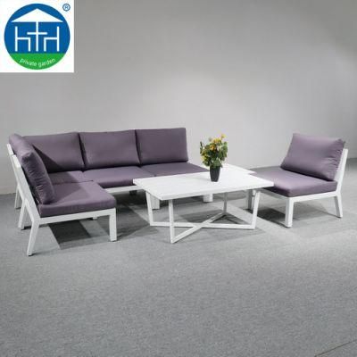 White Outdoor Furniture Aluminum Garden Set L Shape Modular Sofa