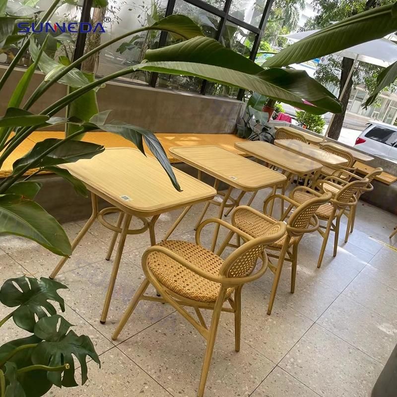 Outdoor Restaurant Table Set with Stacked Structure Chair