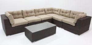 7PCS Garden Rattan Wicker Furniture Lounge Corner Sofa Set