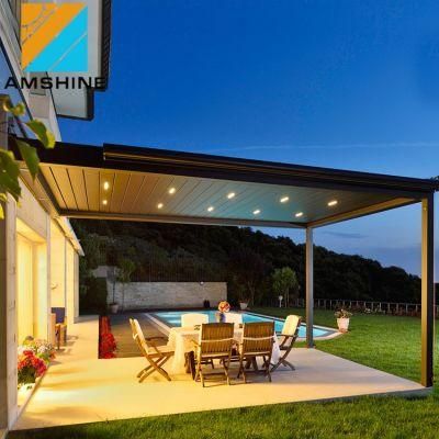 Customized Modern Patio Cover Carport Canopy Electric Pergola Louvred Roof Gazebo Waterproof Pergola Covers with Wind and Rain Sensor