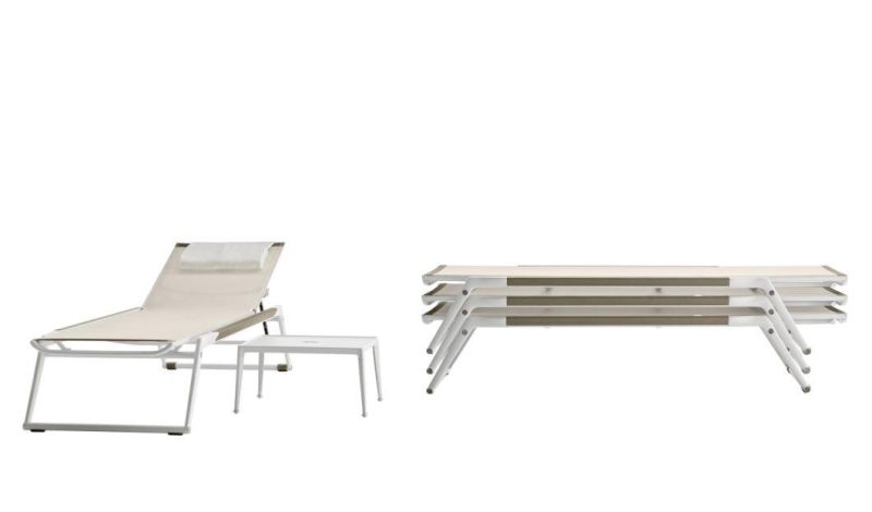 Pool Sun Lounge with Waterproof Teslin Mesh and Stackable Structure