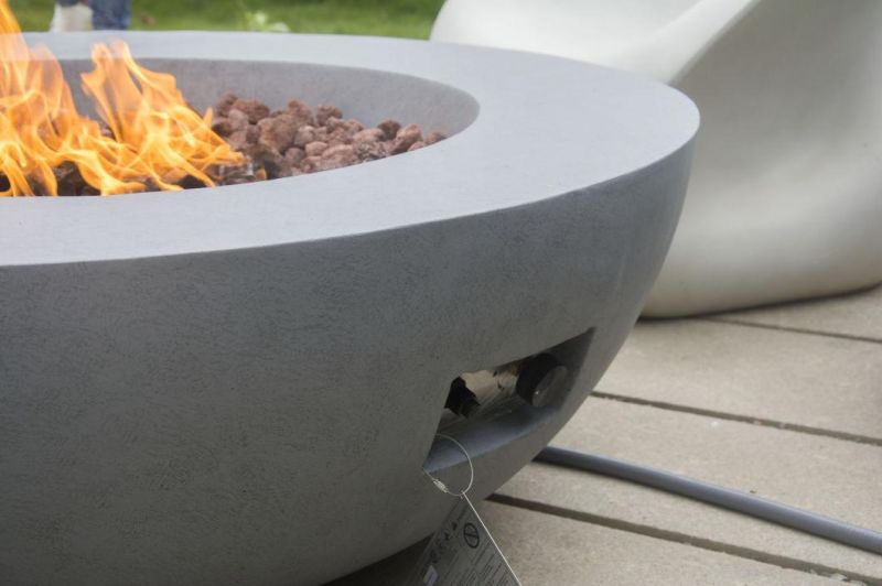 Patio Gas Propane Concrete with Lava Rocks Fire Pit Firepit Table