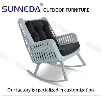 Outdoor Leisure Rocking Chair with Glass Coffee Table
