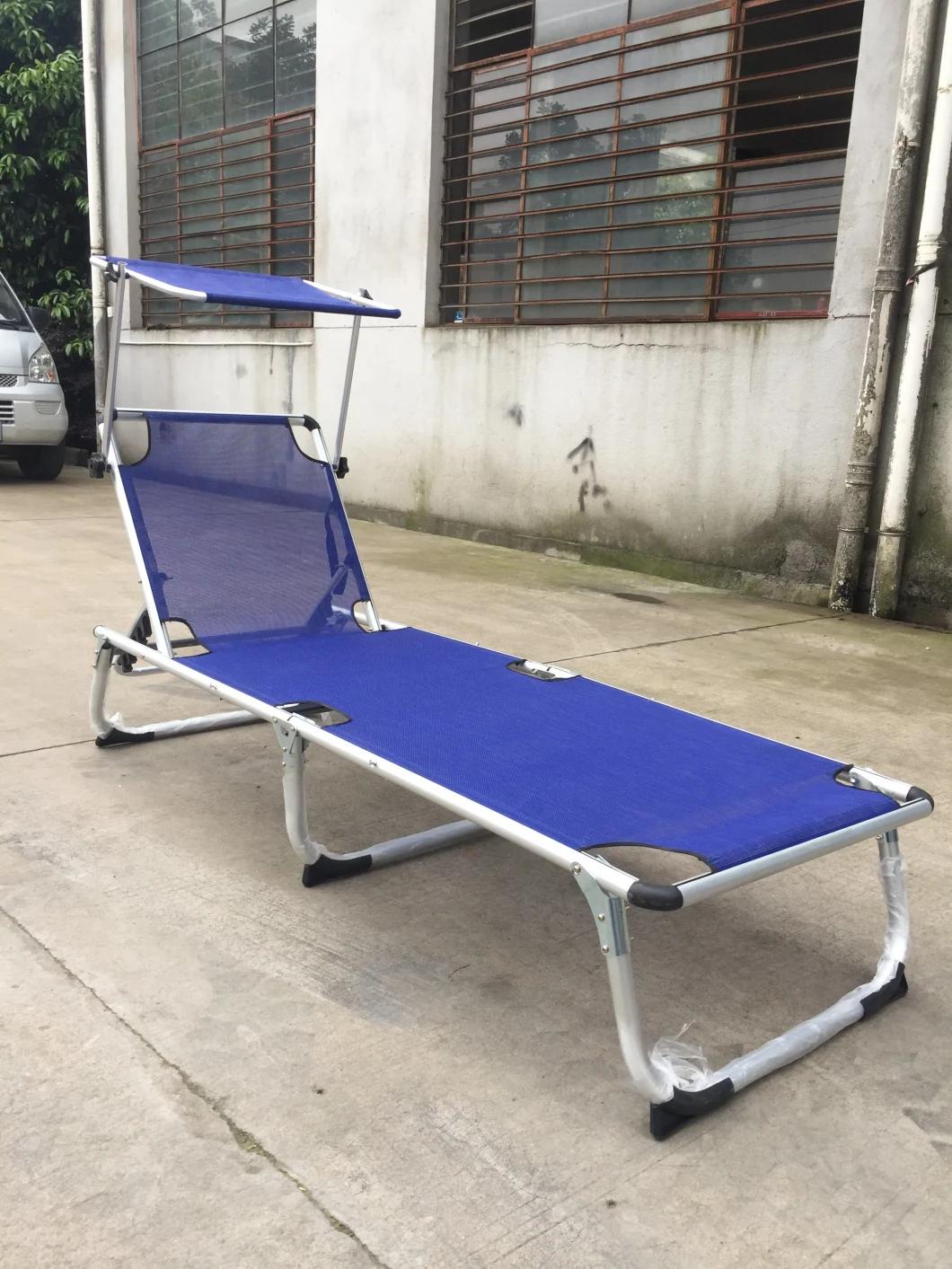 Hot Sell Outdoor Chaise Lounge, Folding Sun Lounger with Shadow Top Cover, Beach Chair for Relax