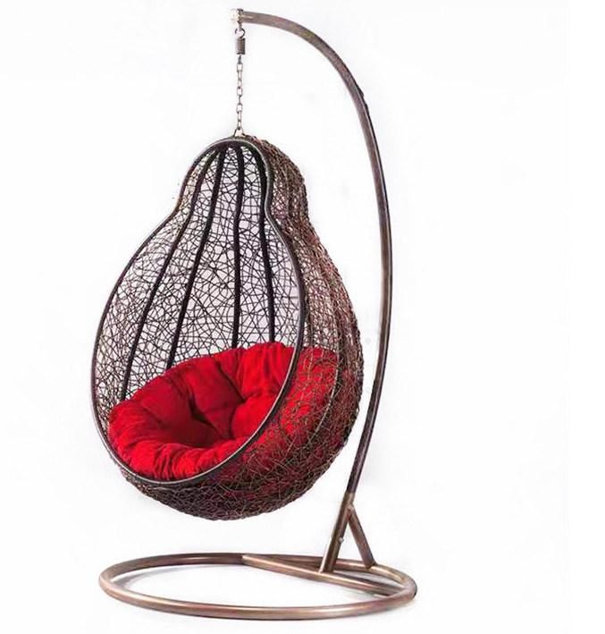 Popular Outdoor Garden Round Headrest Wicker Rattan Hanging Swing Chair