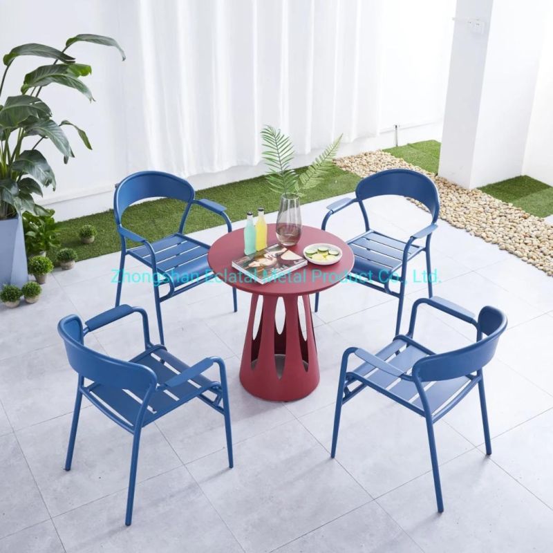 Chairs Furniture Outdoor Aluminum Restaurant Dining Set and Cafe Modern Bistro Sets Metal Chair