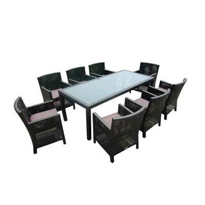 H- China Outdoor Rattan Furniture Aluminum Table and Chair