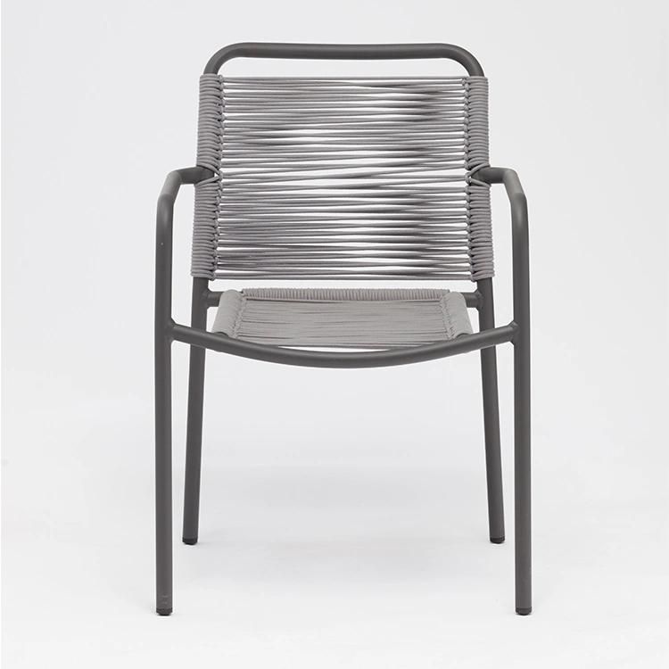Restaurant Aluminum Outdoor Chairs Waterproof Garden Rope Woven Patio Furniture