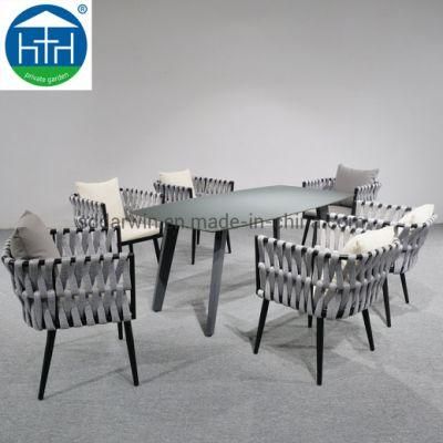 Aluminum Frame Rope Woven Dining Set Outdoor Furniture New Design