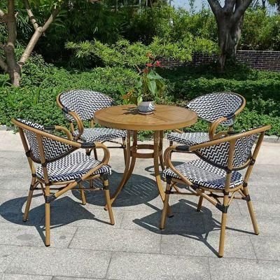 Rattan Furniture Outdoor Restaurant Rattan Chairs and Teakwood Tables Set for Dining (SP-OC367)