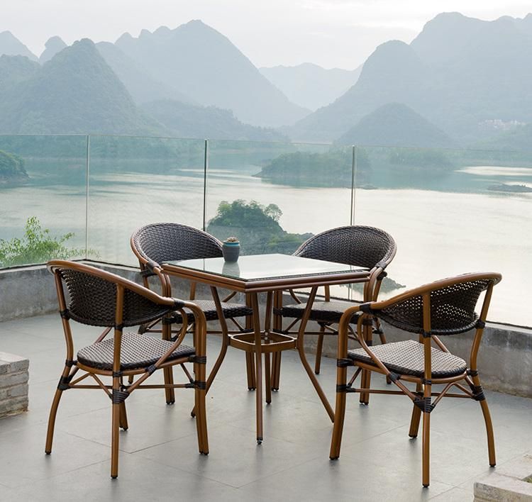Vintage Bistro Table and Chair Cafe Rattan Set