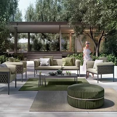 Luxury Garden Patio Furniture Aluminum Rope Cafe Outdoor Dining Table Set