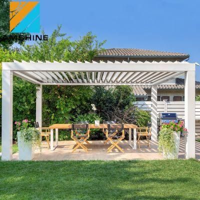 Electric Adjustable Aluminium Pergola Modern Garden Building Outdoor Pavilion Sunshade Rainproof Gazebo Tent