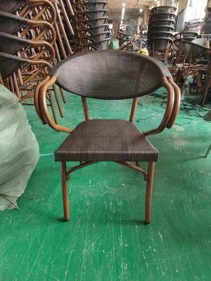 Textilene Aluminum Frame Plastic Rattan Outdoor Stackable Dining Chair