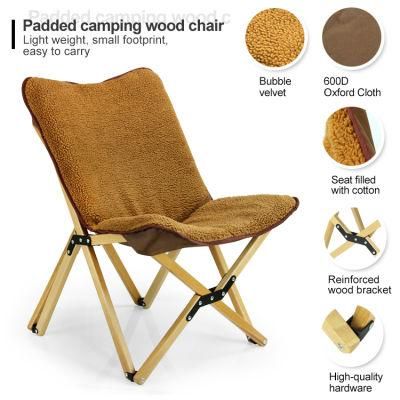 2021 New Type Paddled Picnic Foldable Chair with Reinforced Wood Bracket