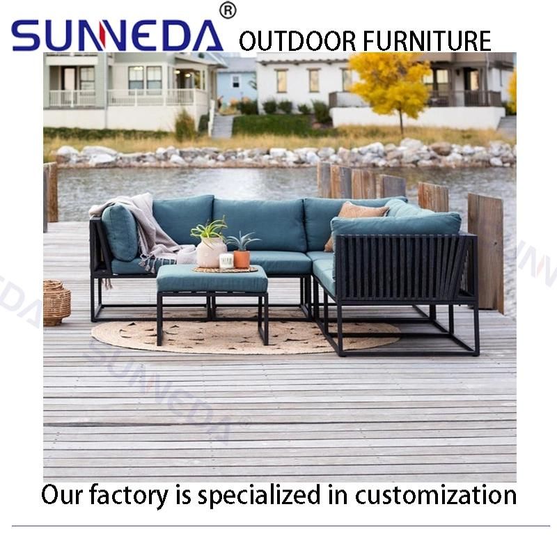 Woven Rope Blue Sofa Set Garden Outdoor Furniture