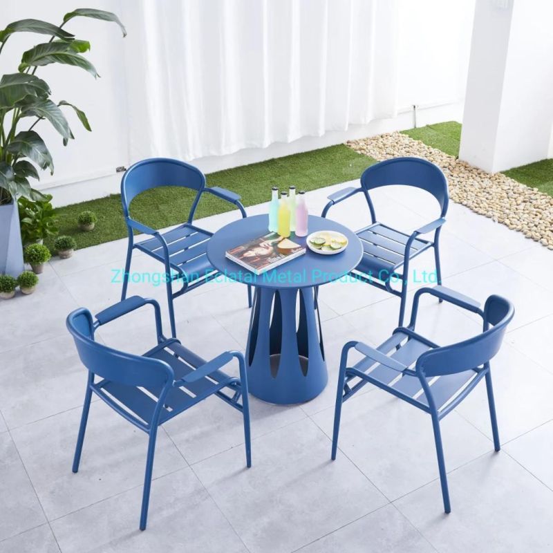 Chairs Furniture Outdoor Aluminum Restaurant Dining Set and Cafe Modern Bistro Sets Metal Chair