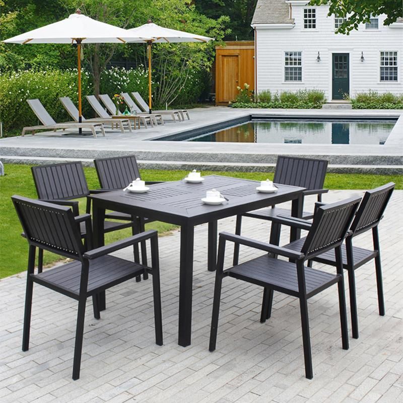 Dining Furniture Plastic Wooden Chairs and Tables Set for Outdoor (SP-OC722)